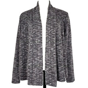 VanHeusen Cardigan Open Front Cardigan Shawl Neck Black White Textured Knit  XL